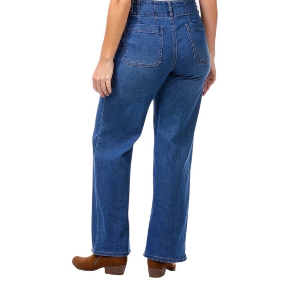 NEW Rafaella Denim Wide Leg Jeans Plus Size 14 Patch Pockets Casual Boho Preppy - Picture 2 of 9